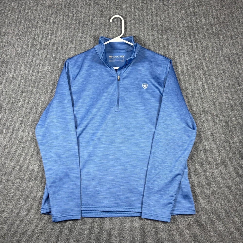 Ariat Tek Team Sweatshirt Womens L Blue 1/2 Zip Mid States Space Dye 10054307